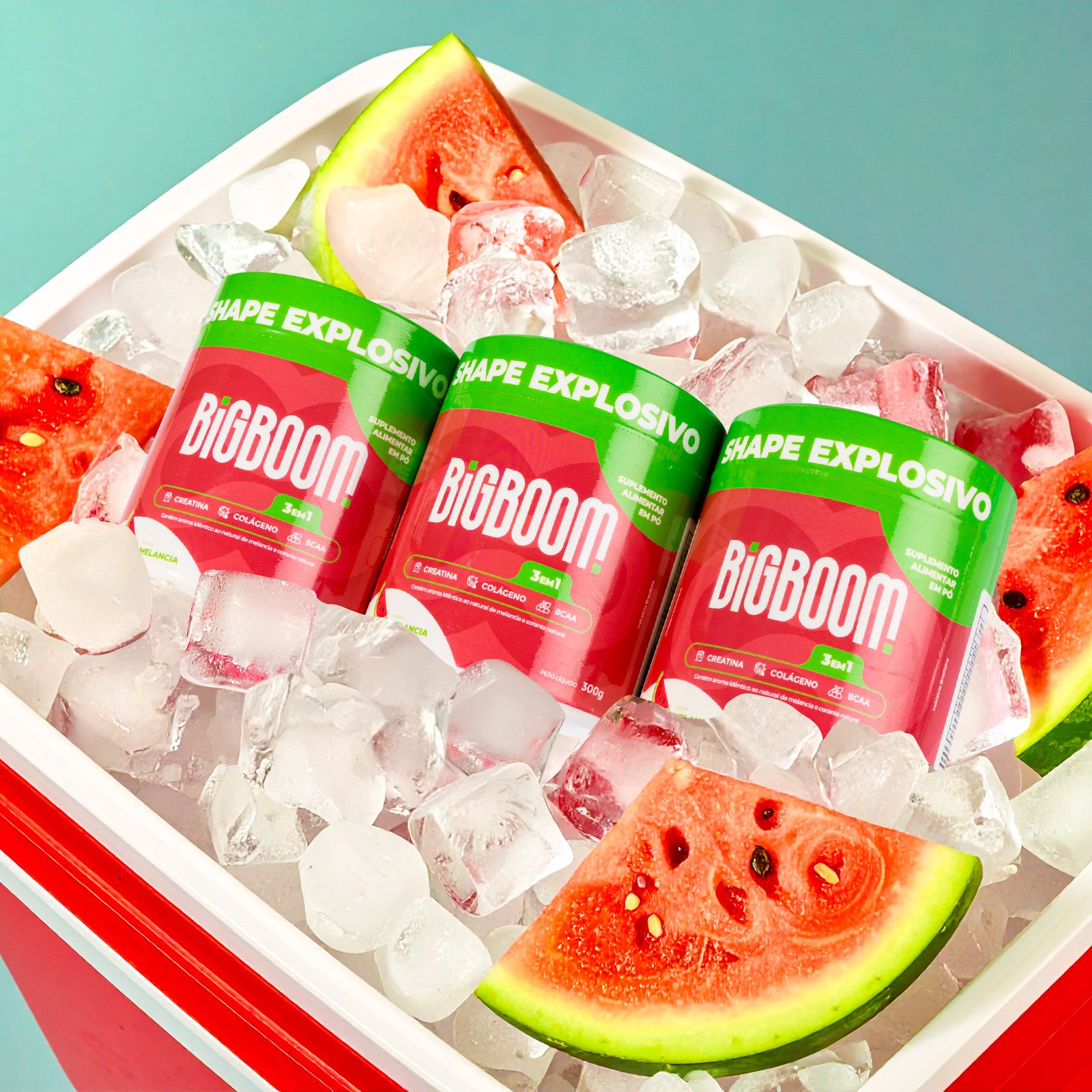 Creatina Big Boom Sabor Melancia - 3 em 1